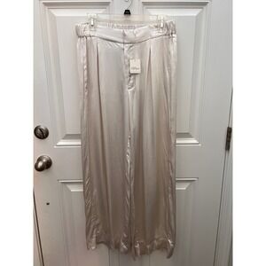 Free People Good Days Satin Wide Leg Trousers Ivory Womens S NWT